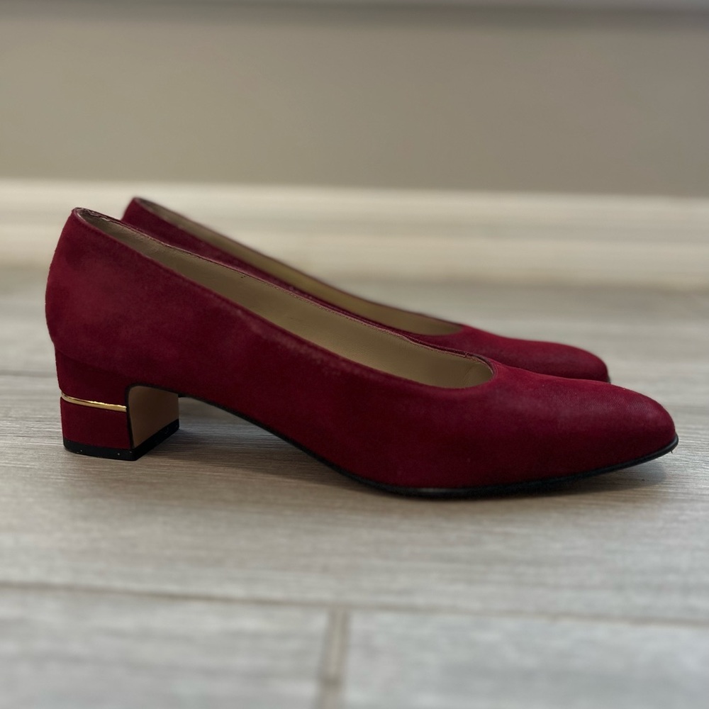 Vintage Ferragamo burgundy Low Pumps Chunky Heel